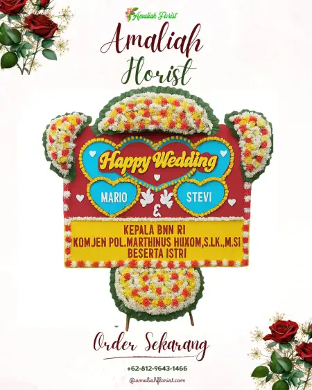 Papan Bunga Pernikahan Obio